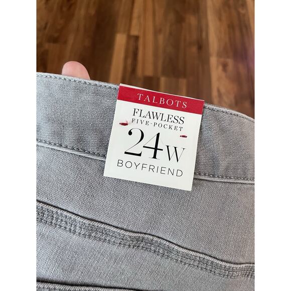 NWT Talbots Flawless Five Pocket Woman Boyfriend Jeans Women’s 24w Gray Relaxed - Picture 6 of 9